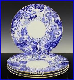 Very Fine Royal Crown Derby Mikado Pattern Set Of 4 Large Dinner Plates 10 1/4