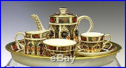 Very Rare Royal Crown Derby Imari 1128 Pattern Miniature Tea Set On Tray C1982