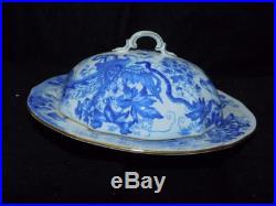 VINTAGE 1930's ROYAL CROWN DERBY BLUE AVES MUFFIN DISH lidded porcelain