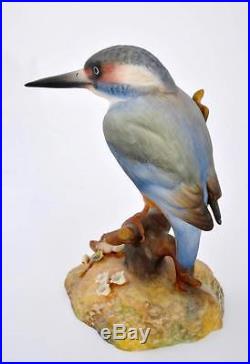 VINTAGE England Bone China Royal Crown Derby K. Wood Kingfisher Bird with Box