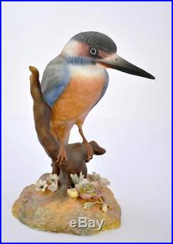 VINTAGE England Bone China Royal Crown Derby K. Wood Kingfisher Bird with Box
