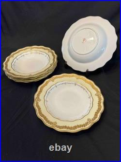 VINTAGE Royal Crown Derby Gold Vine Rim Soup Bowls 8 1/4 Set of 6