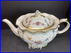 VTG Large Royal Crown Derby ROYAL ANTOINETTE Bone China Teapot, 1981 Never Used