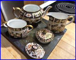 VTG SET of 5 Royal Crown Derby #2451 Imari Tea Set Pot Sugar Creamer Lids NICE