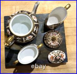 VTG SET of 5 Royal Crown Derby #2451 Imari Tea Set Pot Sugar Creamer Lids NICE