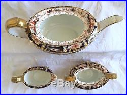 Very Fine Antique ROYAL CROWN DERBY 2451 IMARI Teapot Creamer & Sugar Tea Set