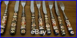 Very Rare Royal Crown Derby Imari 2451 SET OF 6 KNIVES & FORKS Beautiful