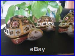 % Very Rare % Royal Crown Derby The Yorkshire Rose Tortoise Family Paperweight