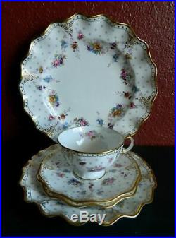 Vintage 5 Piece Place Setting ROYAL CROWN DERBY ANTOINETTE withFooted Cup #1