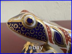 Vintage Pair Royal Crown Derby Imari Frog Paperweights Gold Stopper Top Quality