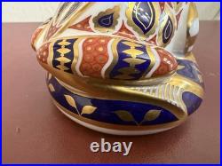 Vintage Pair Royal Crown Derby Imari Frog Paperweights Gold Stopper Top Quality