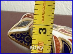 Vintage Pair Royal Crown Derby Imari Frog Paperweights Gold Stopper Top Quality