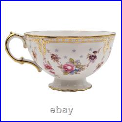 Vintage Royal Crown Derby Antoinette Fine Bone China Floral Tea Cup & Saucer