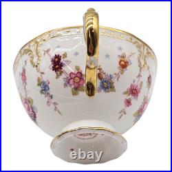 Vintage Royal Crown Derby Antoinette Fine Bone China Floral Tea Cup & Saucer