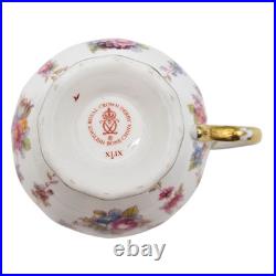 Vintage Royal Crown Derby Antoinette Fine Bone China Floral Tea Cup & Saucer