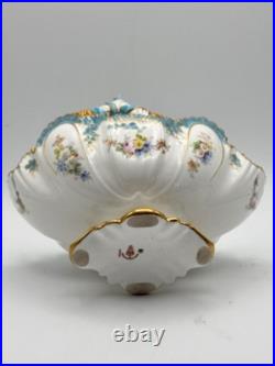 Vintage Royal Crown Derby Basket Porcelain Bows Gilded Edges Turquoise #4998