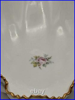 Vintage Royal Crown Derby Basket Porcelain Bows Gilded Edges Turquoise #4998