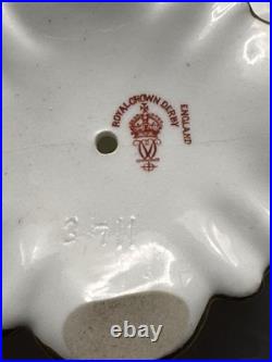 Vintage Royal Crown Derby Basket Porcelain Bows Gilded Edges Turquoise #4998