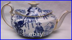 Vintage Royal Crown Derby Blue Mikado Tea Set Teapot Creamer Sugar Bowl