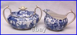 Vintage Royal Crown Derby Blue Mikado Tea Set Teapot Creamer Sugar Bowl