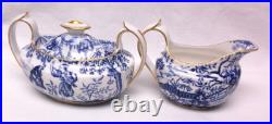 Vintage Royal Crown Derby Blue Mikado Tea Set Teapot Creamer Sugar Bowl