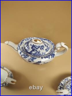 Vintage Royal Crown Derby Blue Mikado Tea Set Teapot Creamer & Sugar Bowl UNUSED