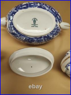 Vintage Royal Crown Derby Blue Mikado Tea Set Teapot Creamer & Sugar Bowl UNUSED