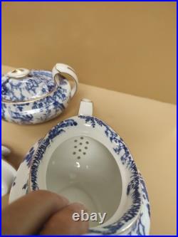 Vintage Royal Crown Derby Blue Mikado Tea Set Teapot Creamer & Sugar Bowl UNUSED