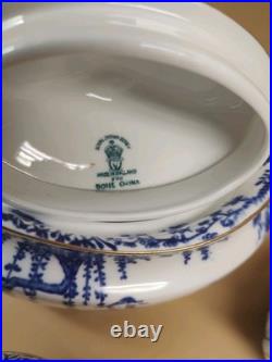 Vintage Royal Crown Derby Blue Mikado Tea Set Teapot Creamer & Sugar Bowl UNUSED