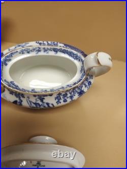 Vintage Royal Crown Derby Blue Mikado Tea Set Teapot Creamer & Sugar Bowl UNUSED