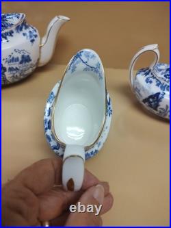 Vintage Royal Crown Derby Blue Mikado Tea Set Teapot Creamer & Sugar Bowl UNUSED