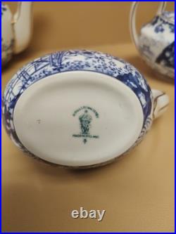 Vintage Royal Crown Derby Blue Mikado Tea Set Teapot Creamer & Sugar Bowl UNUSED