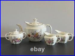 Vintage Royal Crown Derby Bone China 4 Pc Teapot Tea Set Derby Posies