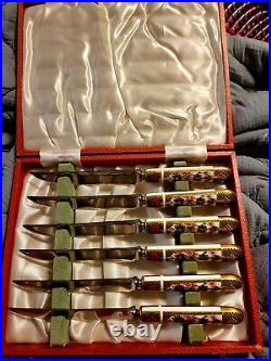 Vintage Royal Crown Derby Bone China Knife Set