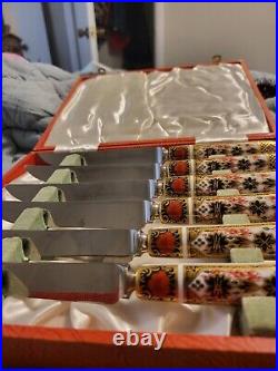 Vintage Royal Crown Derby Bone China Knife Set