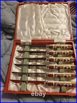 Vintage Royal Crown Derby Bone China Knife Set