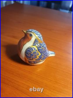 Vintage Royal Crown Derby Bone China Robin Bird Figurine Paperweight withStopper