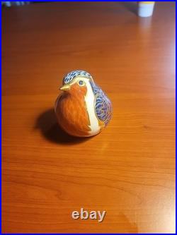 Vintage Royal Crown Derby Bone China Robin Bird Figurine Paperweight withStopper