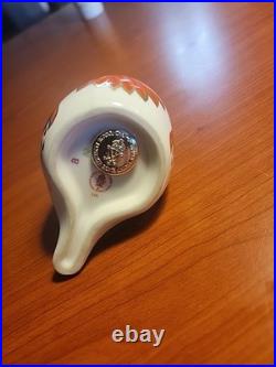 Vintage Royal Crown Derby Bone China Robin Bird Figurine Paperweight withStopper