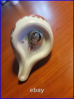 Vintage Royal Crown Derby Bone China Robin Bird Figurine Paperweight withStopper