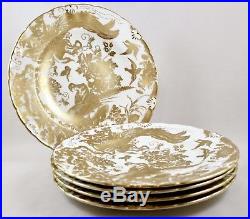 Vintage Royal Crown Derby Gold Aves 10¼ Dinner Plates X 5 1st Excellent