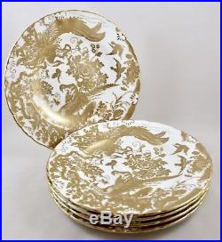 Vintage Royal Crown Derby Gold Aves 10¼ Dinner Plates X 5 1st Excellent