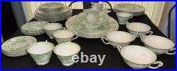 Vintage Royal Crown Derby Green Aves Bone China 38 Pc Tea Dinner Set