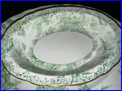 Vintage Royal Crown Derby Green Aves Bone China 38 Pc Tea Dinner Set