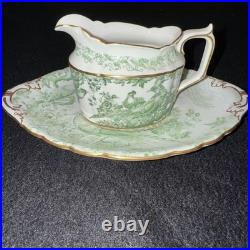 Vintage Royal Crown Derby Green Aves Bone China 38 Pc Tea Dinner Set