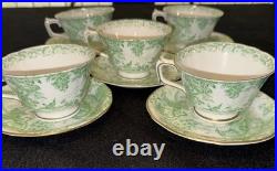 Vintage Royal Crown Derby Green Aves Bone China 38 Pc Tea Dinner Set