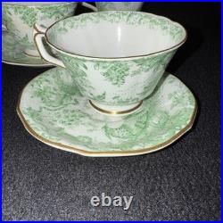 Vintage Royal Crown Derby Green Aves Bone China 38 Pc Tea Dinner Set