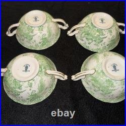 Vintage Royal Crown Derby Green Aves Bone China 38 Pc Tea Dinner Set