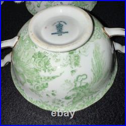 Vintage Royal Crown Derby Green Aves Bone China 38 Pc Tea Dinner Set