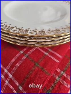 Vintage Royal Crown Derby Heraldic Gold England Set Of 4 Salad Plate 8 1/2